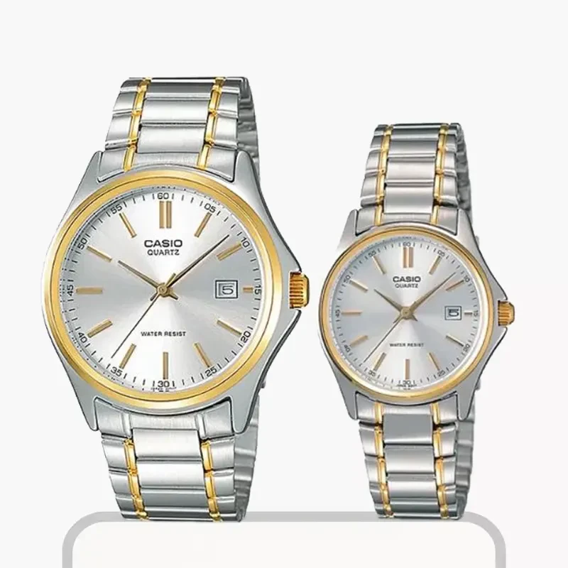 Casio Enticer Two-tone Silver DIal Couples Watch- MTP/LTP-1183G-7A